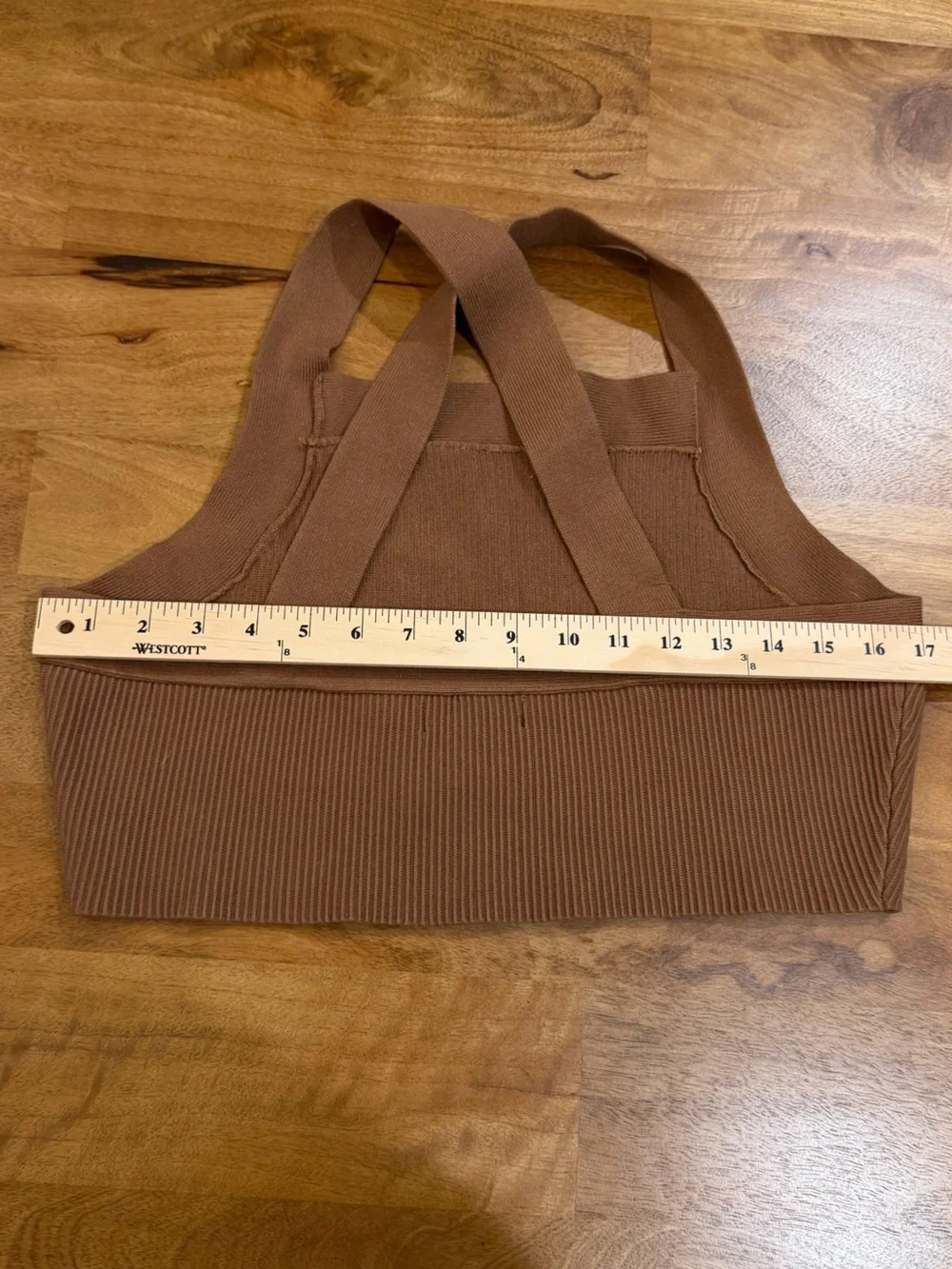 House of Harlow 1960 Ribbed Cropped Tank Top in Brown Size Large - Picture 7 of 9